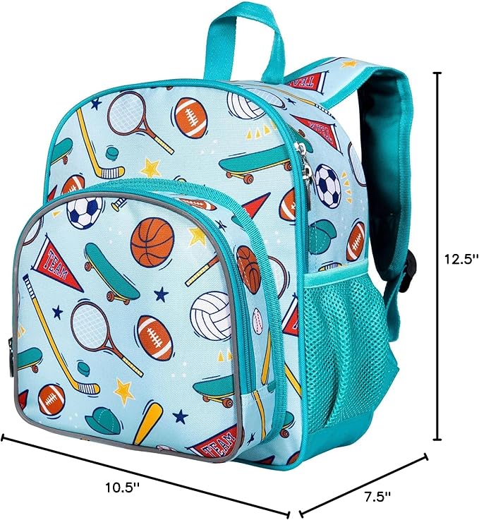 Wildkin 12-inch Kids Backpack – Padded, Adjustable, Ideal for Daycare & Travel - Team Spirit