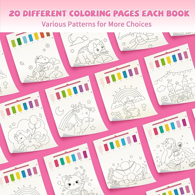 Paint with Water Books for Kids,Dinosaur Watercolor Paint Book Set for Kids,Toddlers Water Color Coloring Painting Drawing Set,Mess Free Toys Gifts for Boys Age 3 4 5 6 7 8