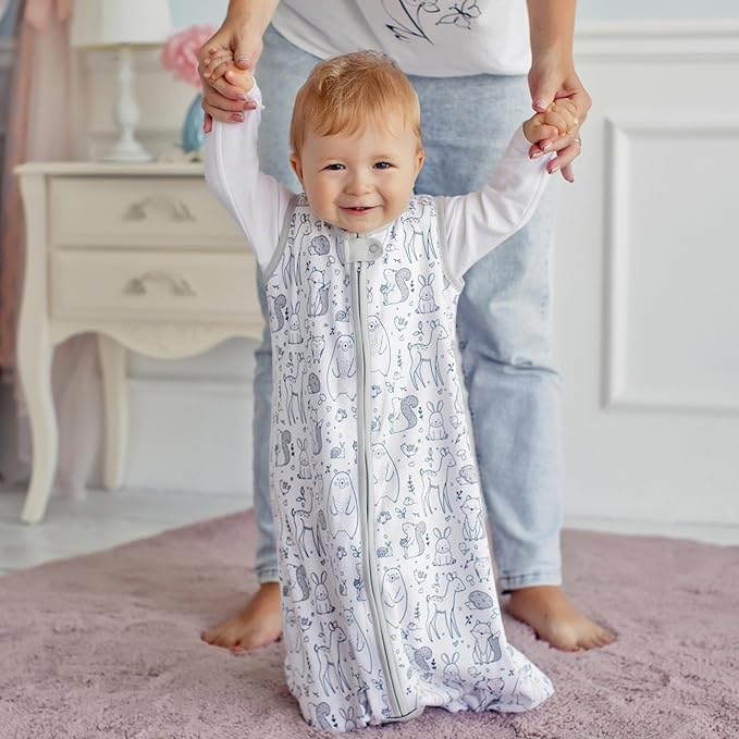 Mama Cheetah Baby Sleep Sack 2.5 TOG, Organic Cotton Baby Wearable Blanket with Two-Way Zipper, Swaddle Transition Baby Sleeping Bag for Newborn Infant Toddler Boy Girl, 6-12 Months