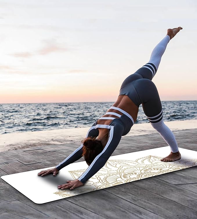 Non Slip Yoga Mat TPE Workout Mat for Men Women, Thick Workout Mat with Carrying Strap, Fitness Mats for Exercise, Yoga, Fitness, Pilates, Floor Workouts (72" x 24" x 6mm)