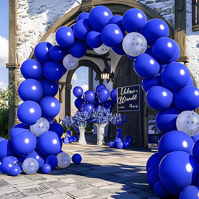 JOYIN 150 Pcs Royal Blue Balloons, Different Sizes 18 12 10 5 Inch Royal Blue Latex Balloon Arch Kit with Instruction for Birthday Party Graduation Wedding Holiday Decoration