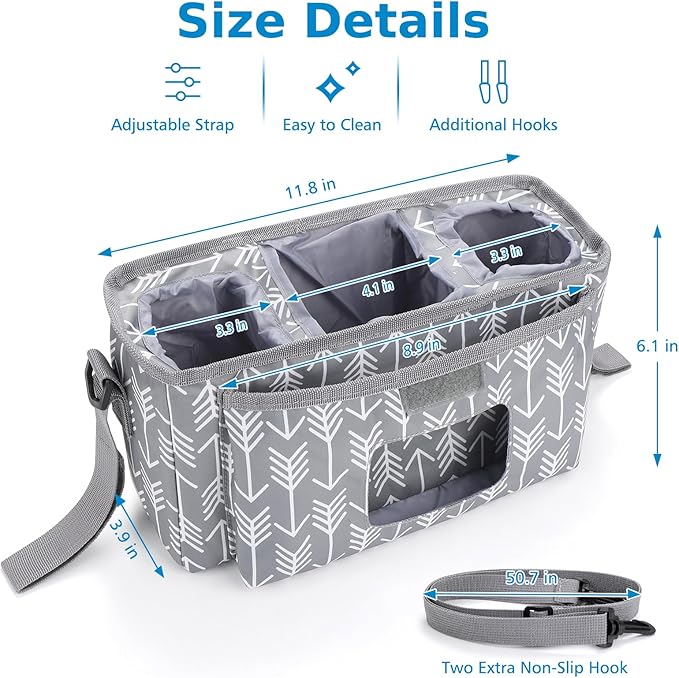 Accmor Universal Stroller Organizer with Insulated Cup Holder and Shoulder Strap, Stroller Bag Caddy Organizer Stroller Accessories for Uppababy, Baby Jogger, Nuna, Doona, Britax Strollers