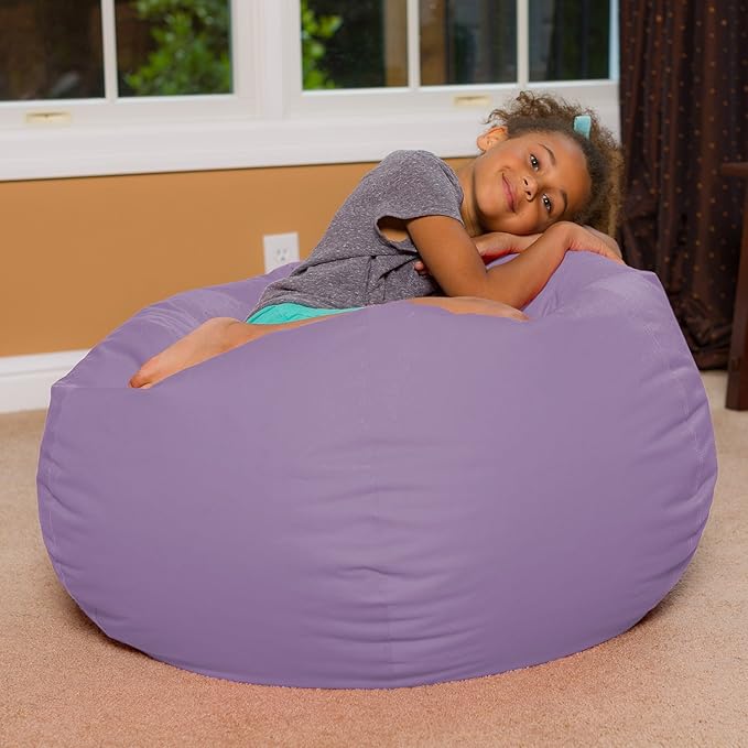 Posh Creations Bean Bag Chair for Kids, Teens, and Adults Includes Removable and Machine Washable Cover, Heather Lavender, 38in - Large