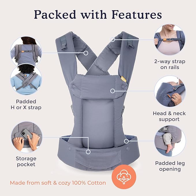 Beco Gemini Baby Carrier Newborn to Toddler - Front, Back and Hip Seat Carrier, Baby Carrier Backpack & Baby Front Carrier with Adjustable Seat, Ergonomic Baby Holder Carrier 7-35lbs (Jade Leopard)