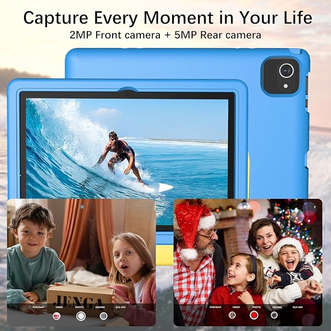 Kids Tablet with Strap, Android 14 Tablet for Kids 10 inch, Toddler Tablets Octa-Core 64GB 1TB Expandable, Children's Tablets with Case, Bluetooth WiFi Parental Control Dual