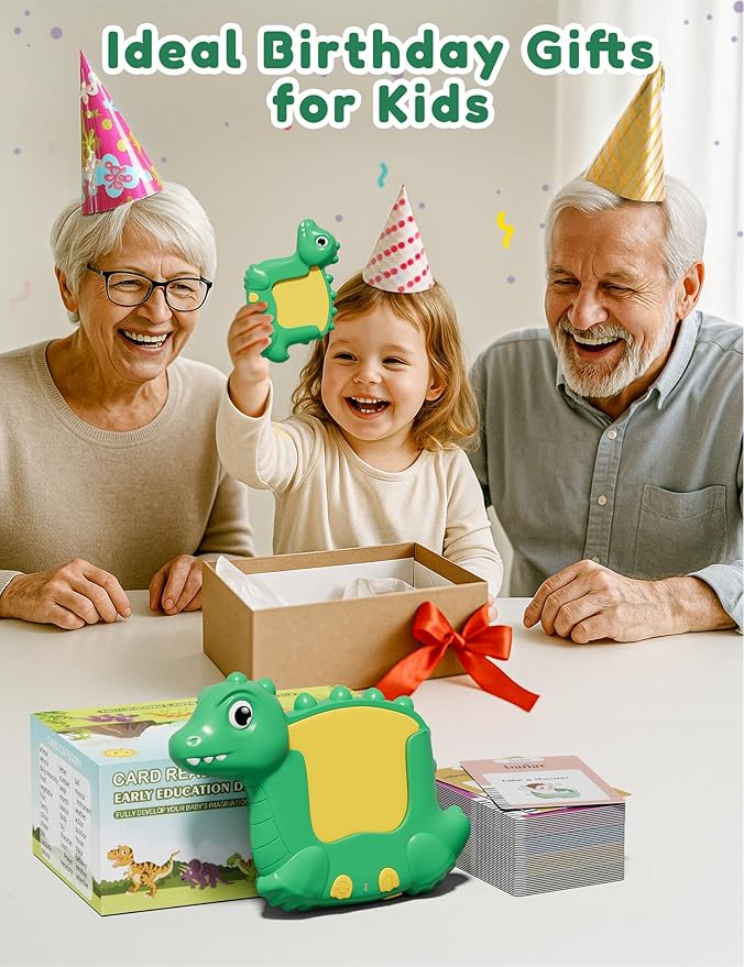 Spanish and English Talking Flash Cards for Toddlers with 510 Sight Words, Dinosaur Shaped Bilingual Pocket Speech Therapy and Autism Toys, Educational Learning Toys Gift for Kid Boys Girls