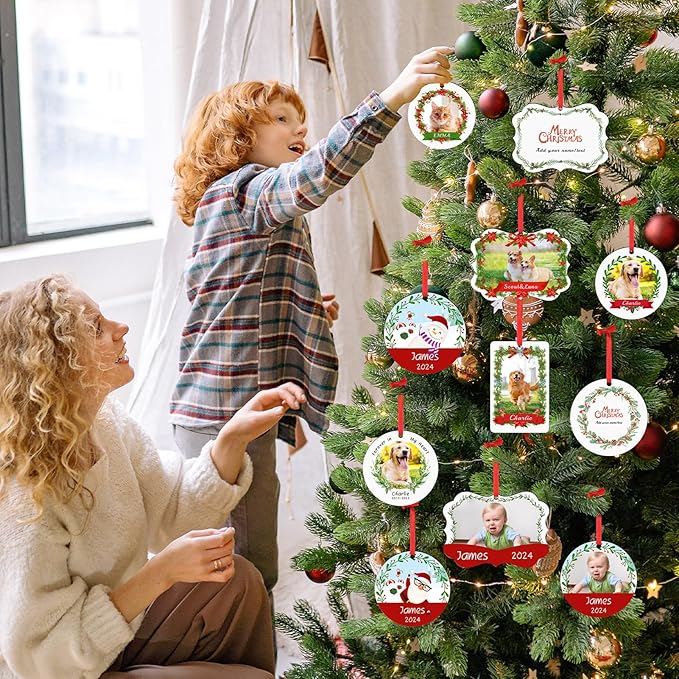 Personalized Christmas Ornament 2025 - Custom Dog Photo & Name, 1st Xmas Gift for Pet Lovers - Customized Dog Ornaments for Christmas Tree, Pet Memorial Gifts