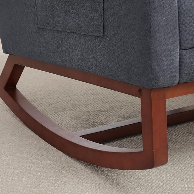 Nursery Rocking Chair, Rocking Chair Nursery with Foot Rest, Comfy Fabric Glider Rocker Nursing Chair with High Back for Nursing, Living Room, Bedroom, Grey