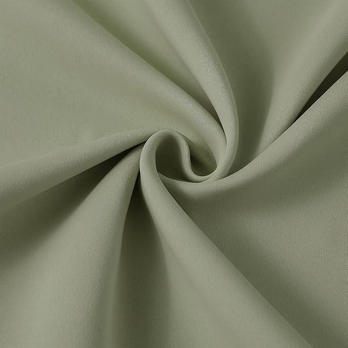 KEQIAOSUOCAI Sage Green Pinche Pleat Curtains 45 Inches Long Thermal Insulated Dark Black Out Short Drapery for Bedroom Light Blocking Window Covering Room Darkening Drapes for Nursery 40x45 2 Pieces