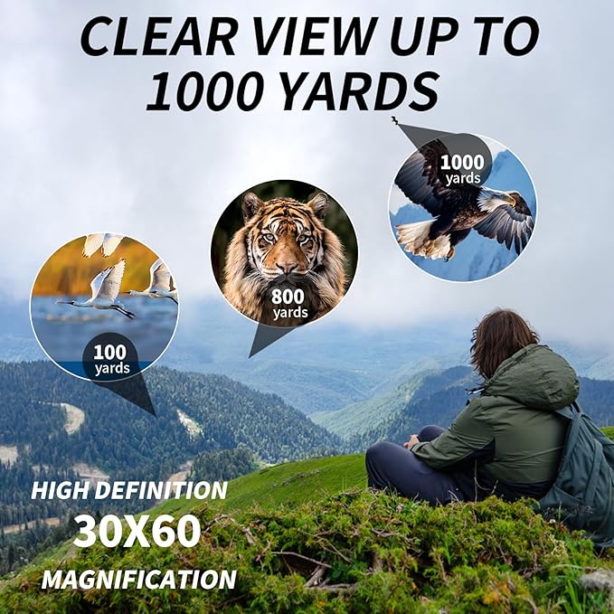 PISEZ 30X60 Compact Binoculars for Adults and Kids,Lightweight Foldable Easy Focus Small Binoculars for Bird Watching Hunting Concert Traveling Theater Opera Sightseeing