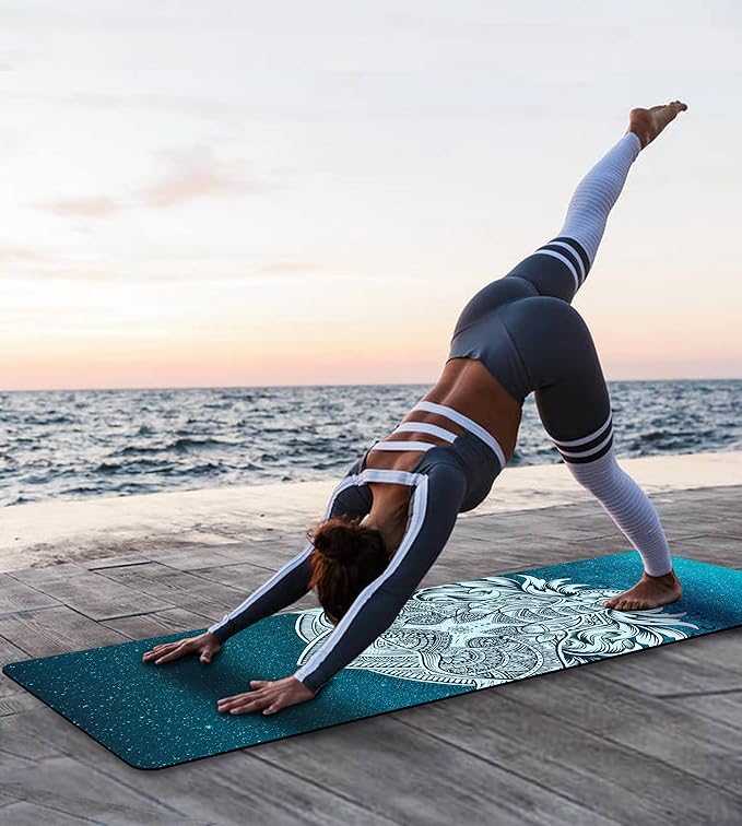 Non Slip Yoga Mat TPE Workout Mat for Men Women, Thick Workout Mat with Carrying Strap, Fitness Mats for Exercise, Yoga, Fitness, Pilates, Floor Workouts (72" x 24" x 6mm)