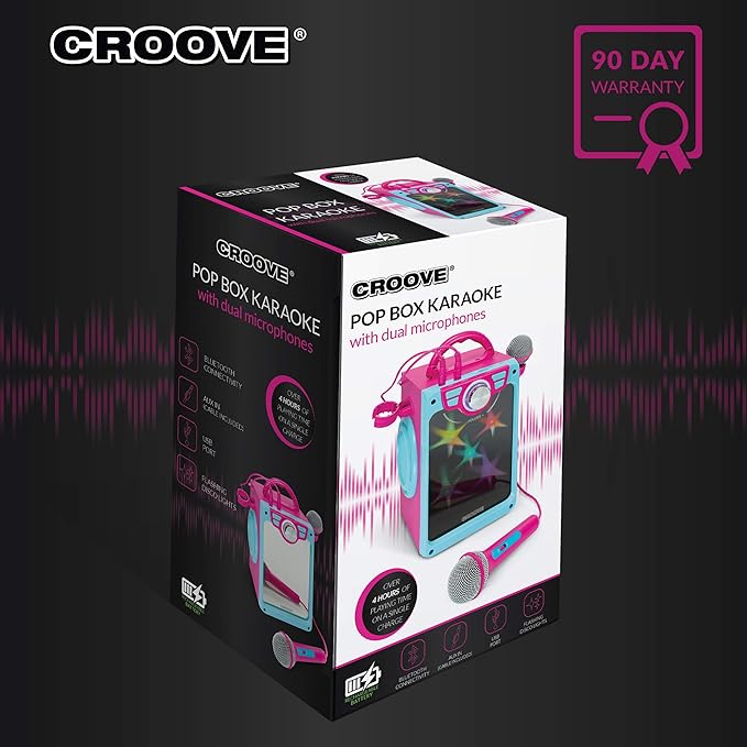 Rechargeable Kids Karaoke Machine for Girls, Pink Portable Karaoke Set, Gift for Girl Speaker with 2 Microphones & Lyrics Display - Bluetooth/AUX/USB, Best Birthday Gifts For Girls Ages 8 9+ Years Old