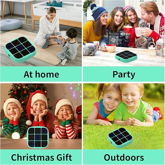 Tic-Tac-Toe Bolt Game, 4-in-1 Handheld Puzzle Game Console, Electronic Tic-Tac-Toe Toy, Educational and Memory Growth, Portable Travel Games for Car Ride, Board Games for Kids and Adults (Cyan)