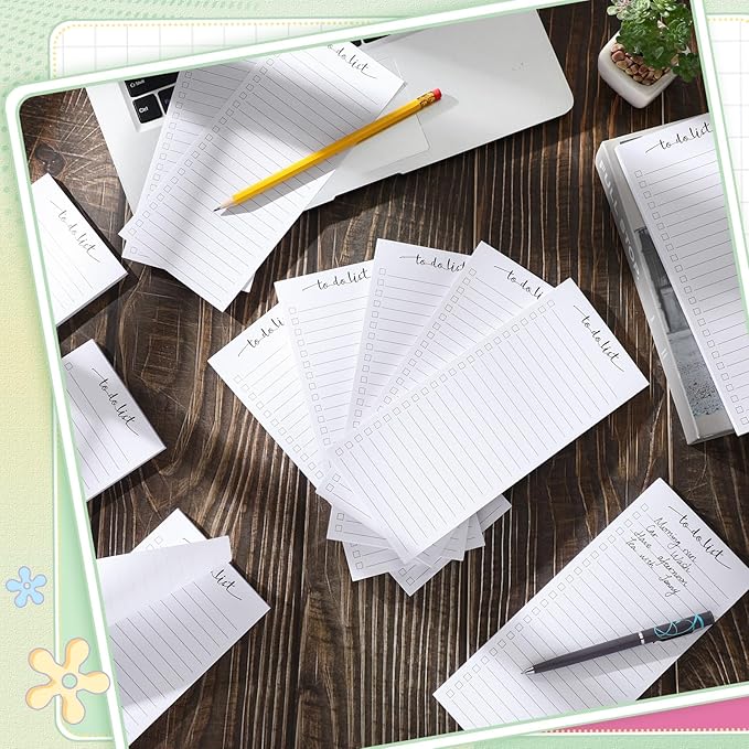Censen 10 Pack 500 Sheets To Do List Notes Daily Checklist Notepads with 50 Sheets Each Undated Color Memo Pad Block Shopping List Pad Weekly Plan Notepad Organizer Planners(White,Lined)
