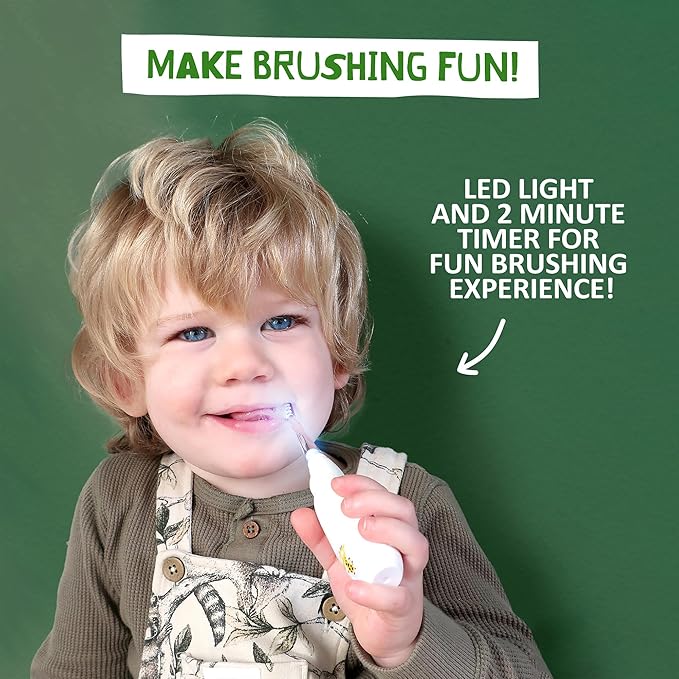 Jack N' Jill Kids Tickle Tooth Sonic Electric Toothbrush and Replacement Head, LED Brush Head with Light Timer and 30 Second Pulse Reminder, Extra Soft Bristles Suitable from 0-6 Years