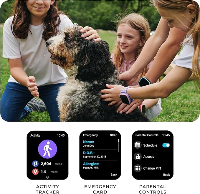 PlayZoom 4 Kids Smartwatch – 1.83” Color Touchscreen, 25+ Games, Selfie Camera, Audiobooks, Songs, Step Tracker, Parental Controls, Waterproof, for Ages 4-12 (Purple Unic)