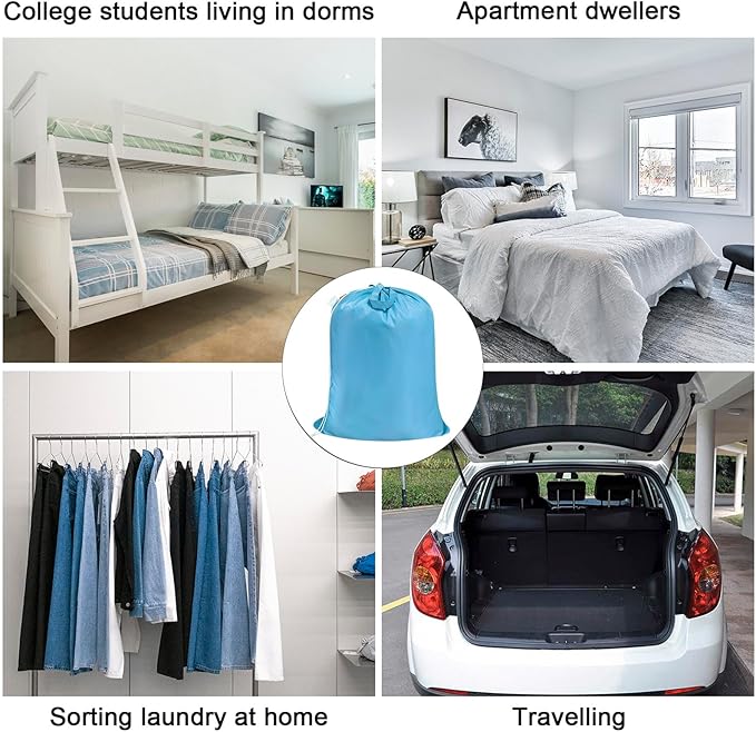 Polecasa Heavy Duty Large Laundry Bag with 130gsm Tear Resistant Fabric and Handles, Easy to Carry Durable Dirty Clothes Drawstring Bag, Perfect for College Dorm,Travel, 28”x36”,Gulf Blue