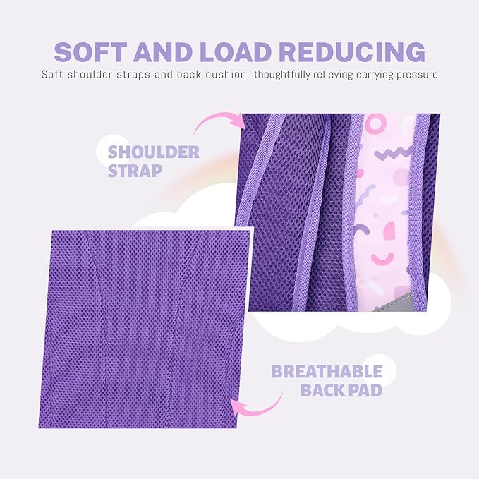 mygreen 3PCS Kids Backpack Set - Waterproof Bookbag with Lunch Box for Girls Ages 3-12, Adorable Cartoon Prints for School & Outdoor Use Pink Strawberry