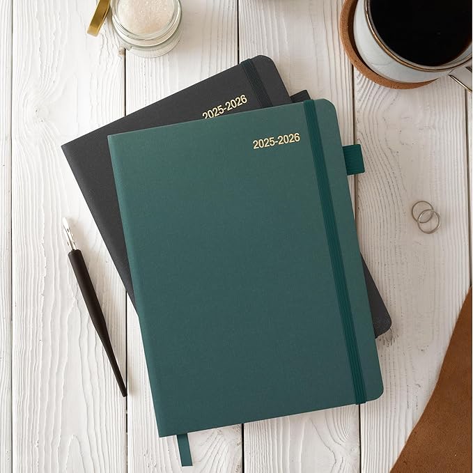 Planner 2025-2026, Academic Linen 2025-2026 Monthly Planner July 2025 to June 2026, Weekly & Daily Organizer with Tabs, Note Pages, Hardcover 5.65" x 8.15"- Ideal for School, Work & Productivity-Green