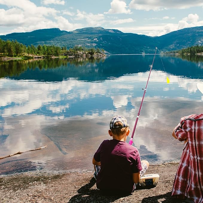 Kids Fishing Pole, Telescopic Fishing Rod, Toddler Collapsible Fishing Rod and Reel Combo with Tackle Box, Fishing Line, Bobber, and Soft Lures for Boy, Girl, Youth, Beginner, Over 4 Years Old