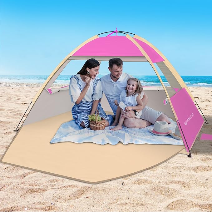 Venustas Beach Tent Sun Shelter for 3/4-5/6-7/8-10 Person, UPF 50+ UV Protection Beach Canopy, Lightweight and Easy Setup Cabana, Portable Shade Tent