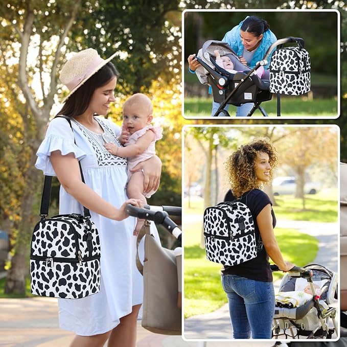 Breastmilk Cooler Bag with Ice Pack Fits 6 Baby Bottles up to 9 Ounce, Breast Milk Pump Cooler Bag with Shoulder Strap for Nursing Mom Daycare, Work, Travel