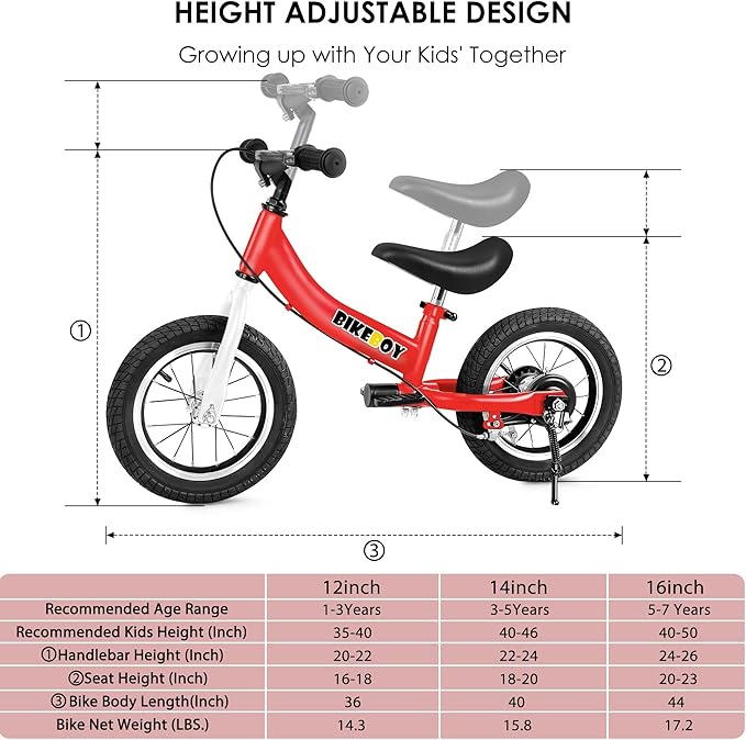 Balance Bike 2 in 1,The Dual Use of a Kids Balance Bike and Toddler Bike, for 2 3 4 5 6 7 Years Old -12 14 16 Inches with Training Theory, Brake, Pedal
