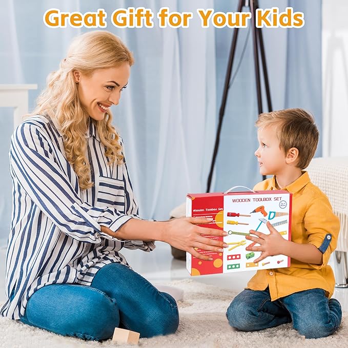 KIDWILL Kids Tool Set with Electric Drill & DIY Stickers, Toddler Tool Set for Kids Ages 3-5 Year Old Boys Girls, Pretend Play STEM Montessori Educational Construction Toys