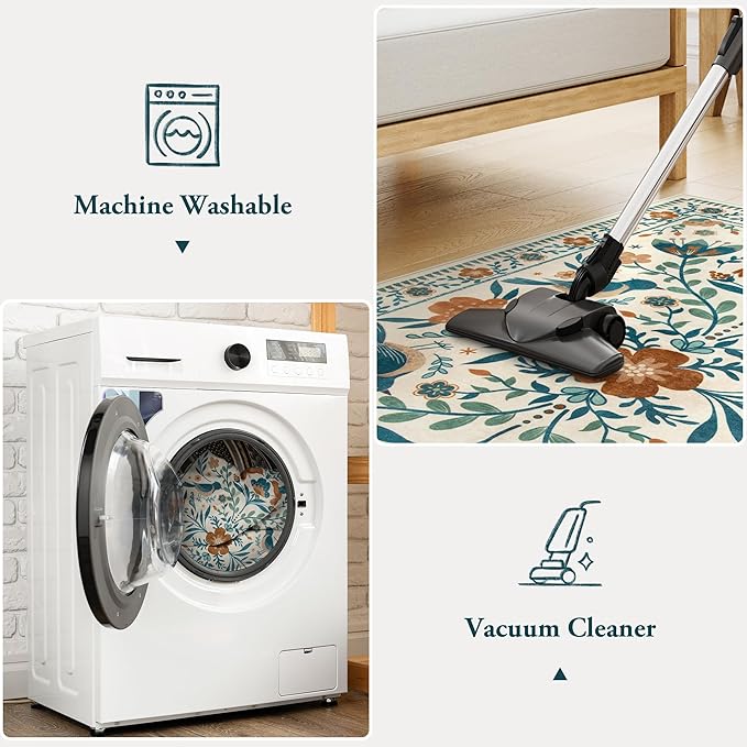 Moynesa Boho Bird 9x12 Area Rug Washable 9x12 Rugs for Living Room, Large Floral Bedroom Carpet Low-Pile Soft Animal Playroom Rug, Jungle Pattern Indoor Carpet for Dining Room Nursery