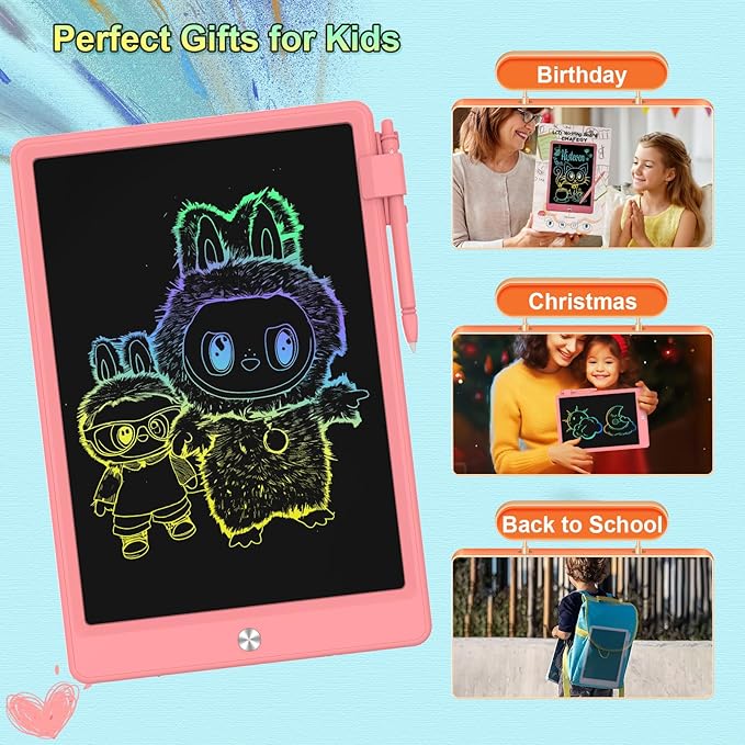 8.5 Inch LCD Writing Tablet for Kids, Colorful Toddler Doodle Board - Erasable Drawing Pad, Educational Learning Toy for Ages 3-8 - Valentine's Day Christmas Birthday Gifts (8.5 Inch, Pink)
