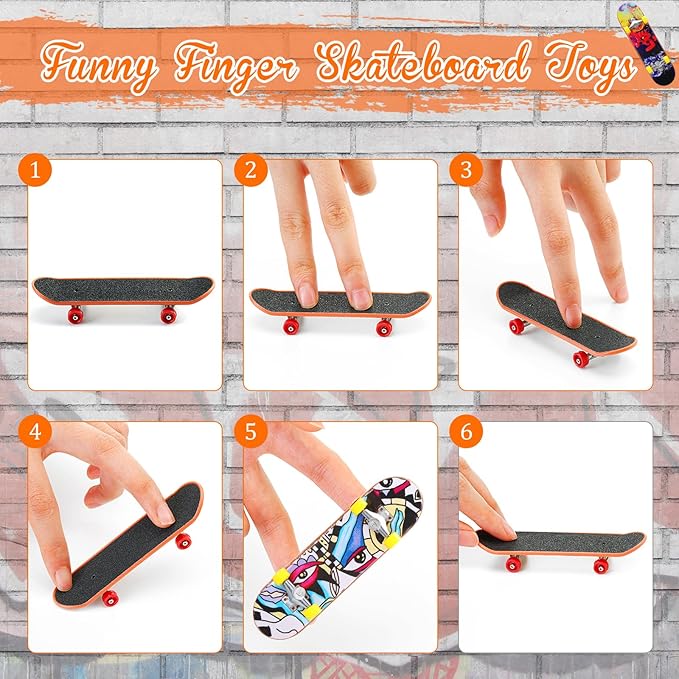 Skylety 31 Pieces Mini Finger Toys Set for Boy Girl Includes 6 Finger Skateboards, 4 Bikes, 2 Mini Scooters 4 Swing Board 8 Matched Wheels 7 Tool Accessories Educational Toy Party Favor(Fun)