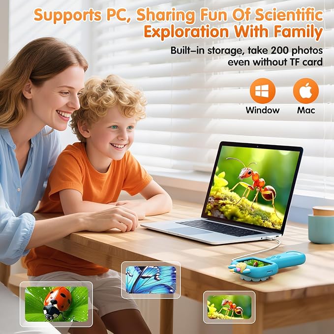 Pocket Microscope for Kids, 2.4" Screen 600X Portable Digital Microscope Handheld, STEM Educational Science Kit Toys for Age 3 4 5 6 7 8 9 10 11 12 13 Years Old Kids Christmas Birthday Gifts