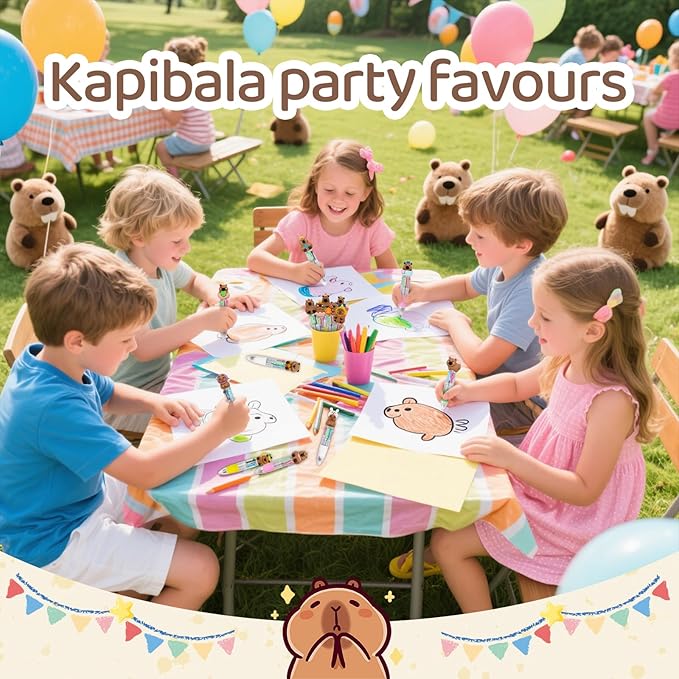 30Pcs Mini Multicolor Pens in One 4-in-1 Cute Pens Bulk for Kids, Ballpoint Pen for Birthdays and Children's Parties, Fun Gifts Assorted Ink Kawaii Pen(Capybara)