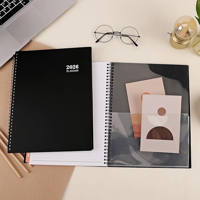 2026 Planner - 9β Γ 11β, 2026 Weekly and Monthly Planner, from JAN. 2026 to DEC. 2026, Inner Pocket, Premium Paper, Twin-wire Binding, Make Your Life Productive - Black
