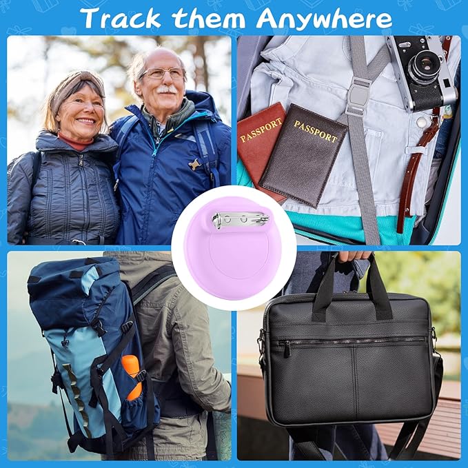 Waterproof Air Tag Holder for Kids, 4 Pack Air Tag Case with Invisible Pin, Soft Silicone Anti-Lost for Apple Air Tag, Used for Children, Elderly, Hidden Inside Clothes, Bag (White/Black/Pink/Purple)