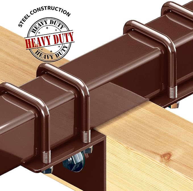 Swurfer Swingset Conversion Bracket - No Tree, No Problem, Convert Your Swingset to a Swurfset, Heavy Duty Horse Glider Bracket for Swing Set Attachment (Brown (2 Pack))