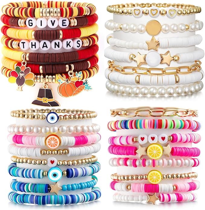 BBita 6680Pcs Clay Beads Bracelet Making Kit, Flat Preppy Beads for Friendship Bracelets, Polymer Clay Beads with Charms for Jewelry Earrings Necklaces Making Kit, Crafts Gifts for Girls Ages 6-12