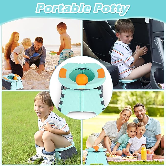 Portable Potty for Toddler Travel, Kids Travel Potty Training Chair with Travel Bag, Baby Potty Training Toilet for Outdoor and Indoor Easy to Clean (Blue) by Yszawmx, Includes 30 Replacement Bags