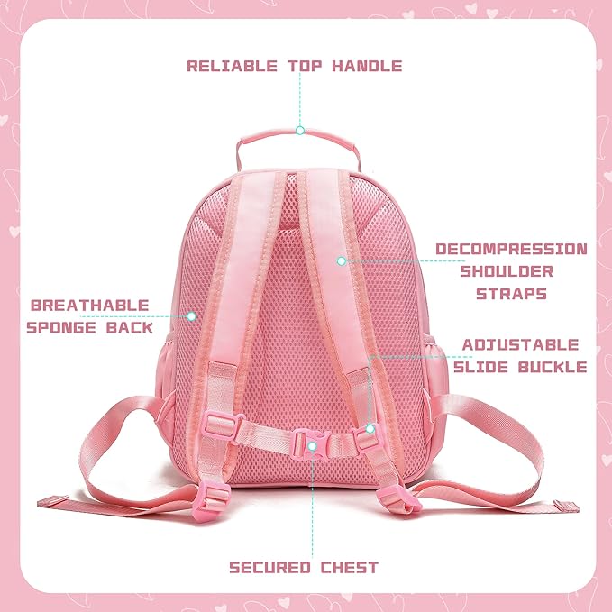 I IHAYNER Kids Glitter Lightweight Backpack for School Travel & Daycare, Toddler Backpack for Girls 3+ Preschool Kindergarten Elementary Kids Backpack-Rainbow Pink K