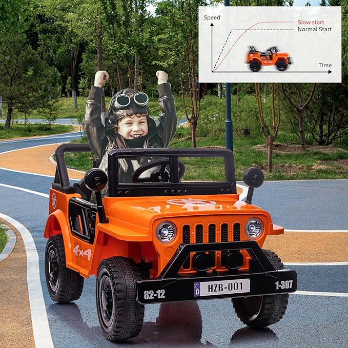 Ride on Truck Car, 12V Electric Ride on Car with Remote Control, MP3, LED Lights, Suspension System, Double Doors, Safety Belt, Ride-on Toy for Kids Aged 3-8 Years
