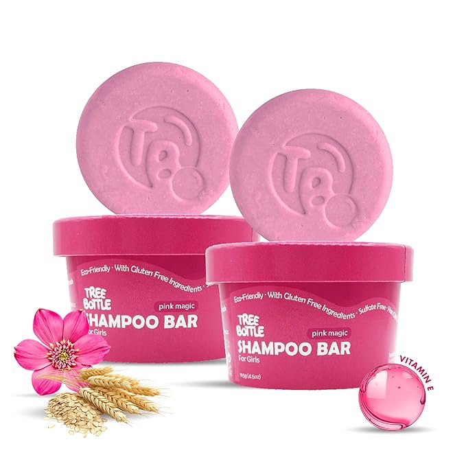 Hydrolyzed Oat Protein + Squalane Shampoo Bar for Girls - 4.5oz - For all Hair Types - Gentle on sensitive Eyes & Scalp - Natural, Tear-Free, Sulfate & Paraben-Free - Made in USA - 4.5oz (Pack of 2)