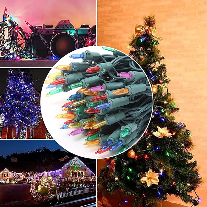Multicolor Twinkling Christmas String Lights Plug in,2 Pack Each 60 LED,17 of 60 Lights Twinkle,Connect up to 45 Sets,UL Certified 22 Ft Mini Christmas Twinkle Tree Lights,Indoor Outdoor Use