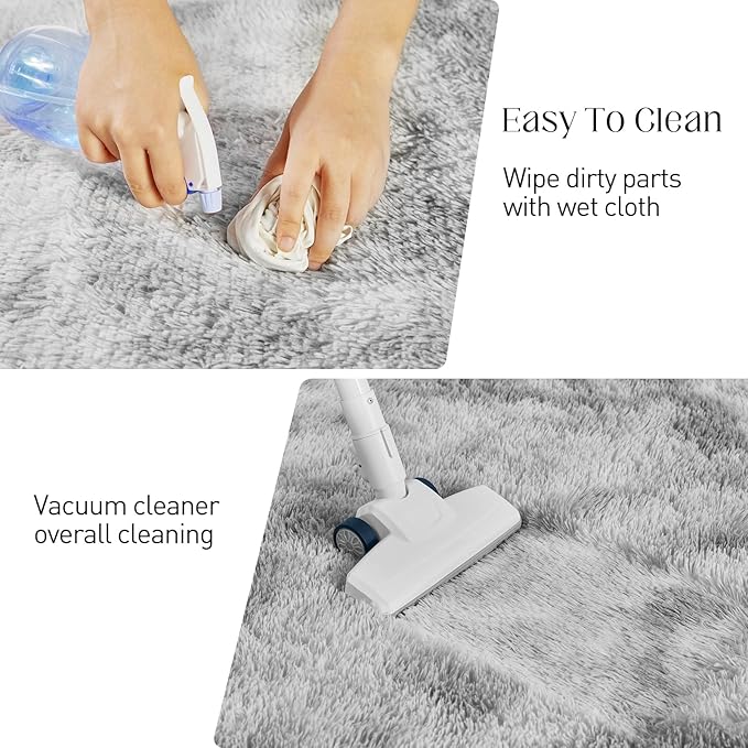 Ultra Soft Area Rugs for Living Room, 5x7 Tie-Dyed Light Grey Fluffy Plush Rugs for Bedroom, Non-Slip Floor Carpet for Nursery, Bedside, Playroom, Corridor, Indoor Decor