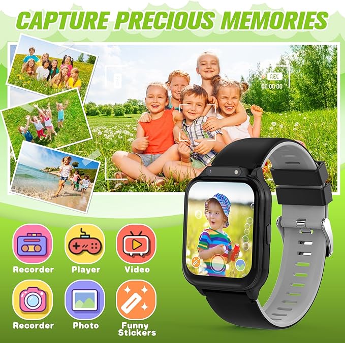 Smart Watch for Kids 1.85" with Fitness Tracker, Sleep Monitor, 22/100+ Sport Modes, DIY Dial, IP68 Waterproof, Step Counter, Heart Rate, Camera, with/Without APP, Gift for 3-12 Years Old Boys Girls