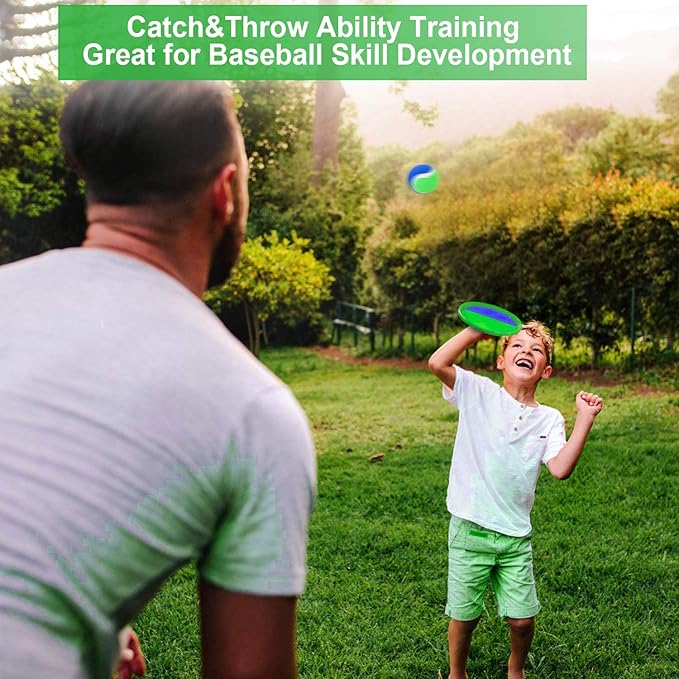 Jalunth Ball Catch Set Game Toss Paddle - Beach Toys Back Yard Outdoor Games Pool Lawn Backyard Throw Catch Sticky Set Age 3 4 5 6 7 8 9 10 11 12 Years Old Boys Girls Kids Adults Family Easter Gifts