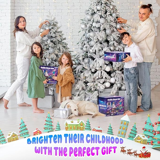 Dance Mat, 2025 Rechargeable Light-Up 2-Player Opposing Dance Pad with Bluetooth, 12-Button Music Dancing Toy, Christmas Birthday Gift for 3-12 Year Old Boys Girls