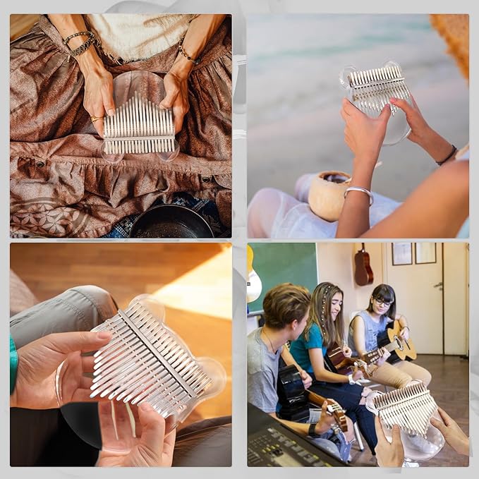 Acrylic Kalimba Thumb Piano,YUNDIE Portable 17/21 Keys Mbira Crystal Finger Piano, Musical Instruments Birthday Gift for Kid Adult Beginners Professional(Clear) (21 Keys)