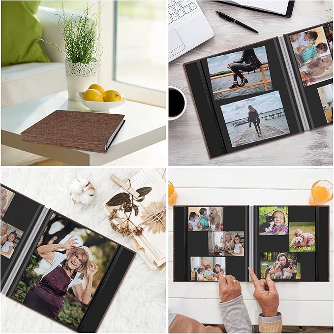 Zesthouse Photo Album Self Adhesive Pages, 60 Pages Magnetic Scrapbook Albums with Sticky Page,Photos Album Holds 8x10 & 5X7 & 4x6 & 6x8 & 3x5, Large Picture Book Ideal for Family,Wedding,Baby