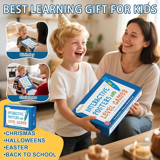 Bilingual Interactive Kids Talking World Map & Dinosaur Poster for Kids Learning and Educational Toys, Talking Educational Toys for 3 to 12 Years Old Girls/Boys, Preschool Learning Chart