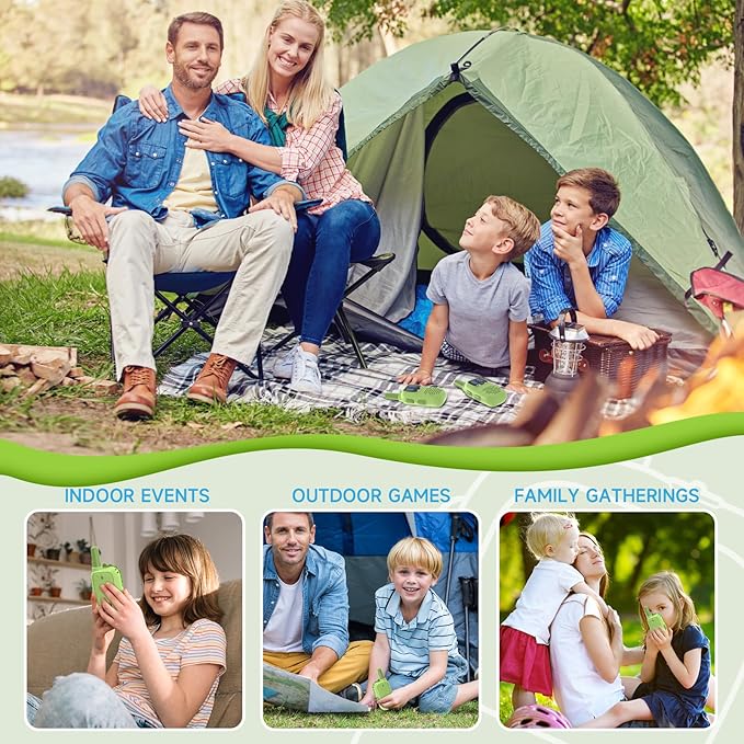 Green Walkie Talkies for Kids with Dinosaurs Silicone Sleeve, Toys for 3-6 Year Old Boys Girls, Kids Walkie Talkies Decent Range 2 Channels 2 Way RadioToy Gifts for 5-8 Year Old Boys Girls